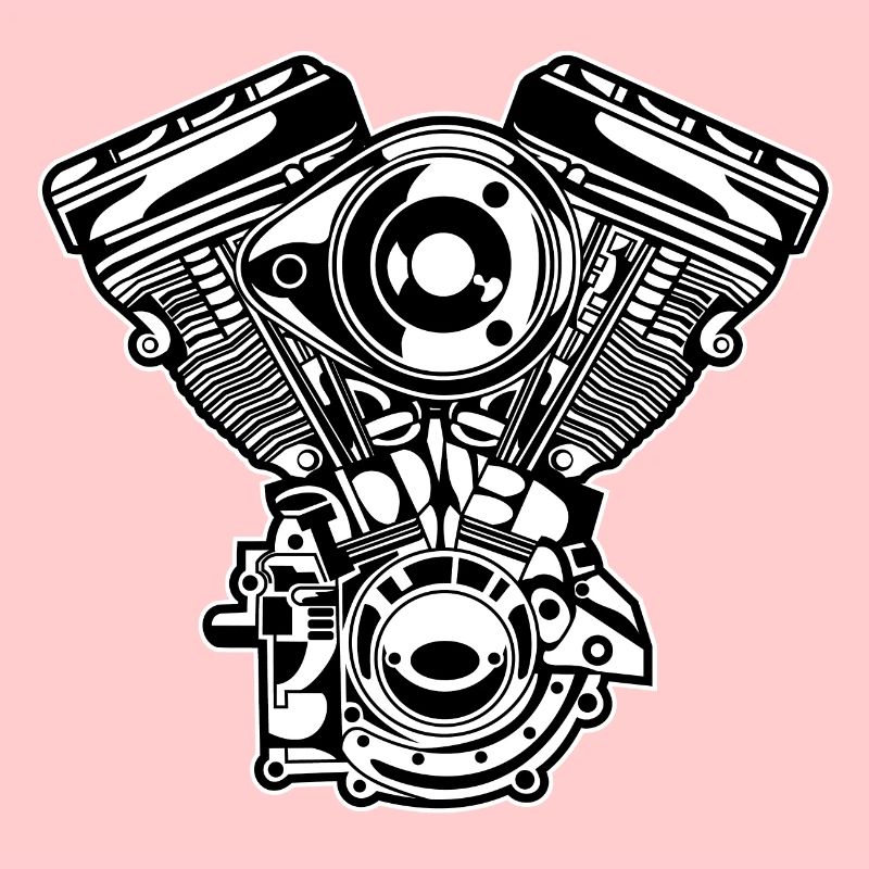Motorrad Motor / Engine 01_schwarz weiß