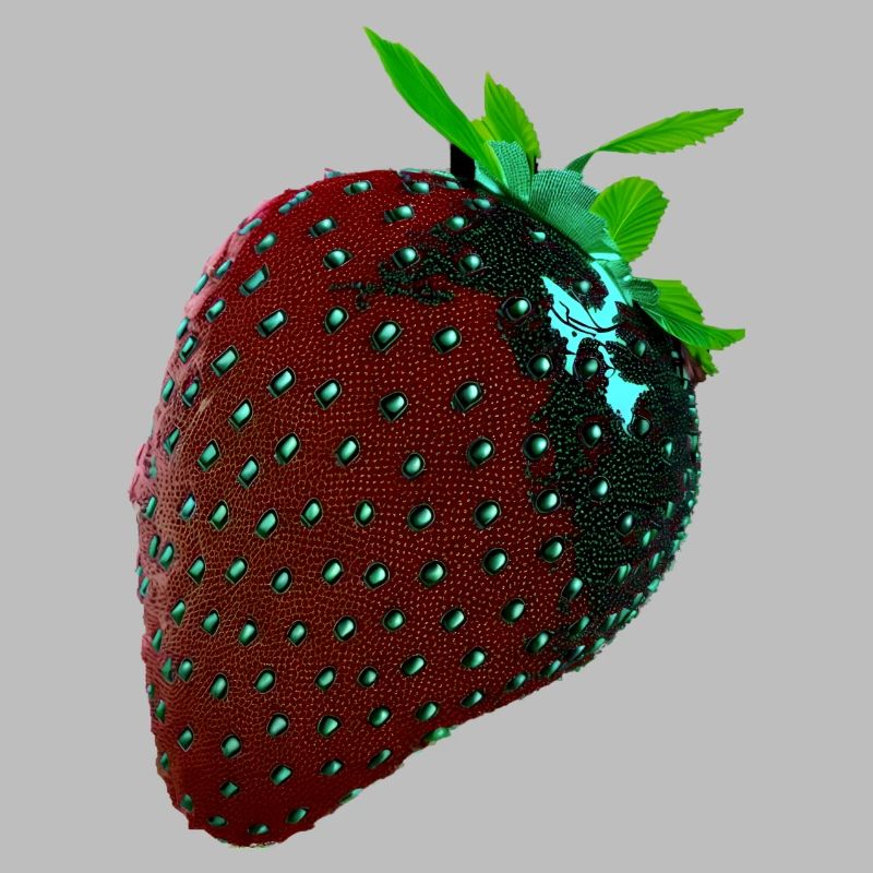 Strawberry, technical, high-tech, illustration