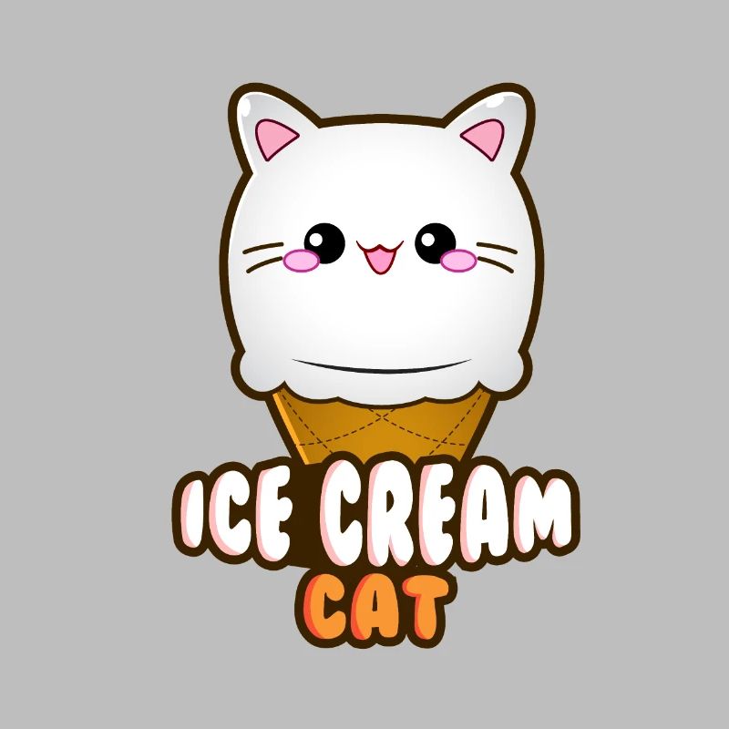 Ice Cream Cat Eiscreme Eis Katze Vanille Eiskugel