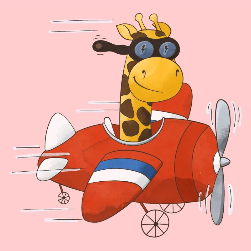 Giraffe Pilot rotes Flugzeug Flieger Kinder Motive