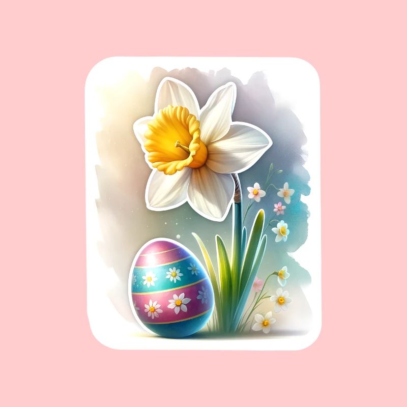 A Beautiful Daffodil With an Easter Egg