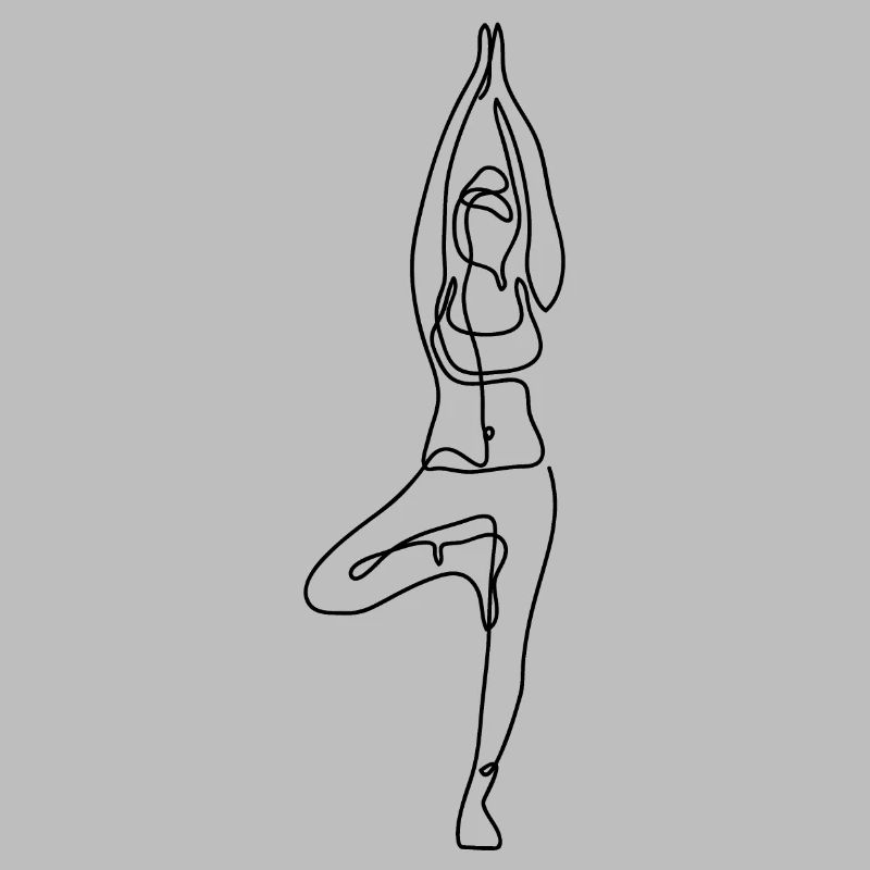 2 Yoga Vrikshasana oder der Baum | Schwarzer Strich