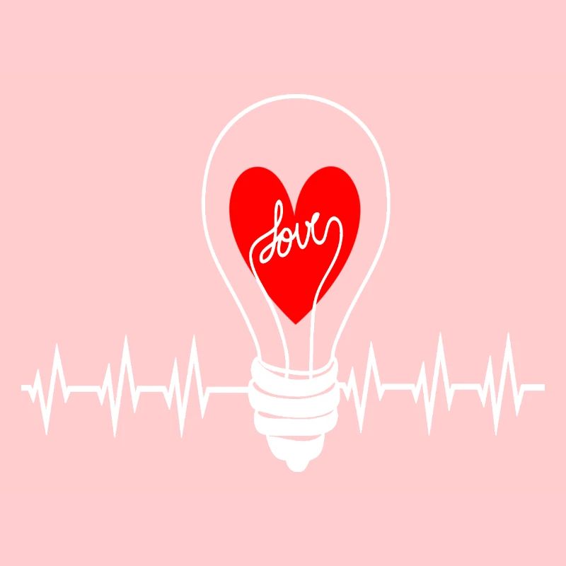 Love lightbulb as a heartbeat frequency in white