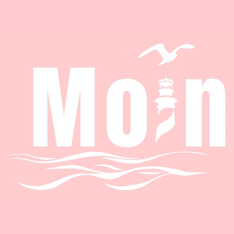 Moin mit Leuchtturm und Möwe - Maritimes Design