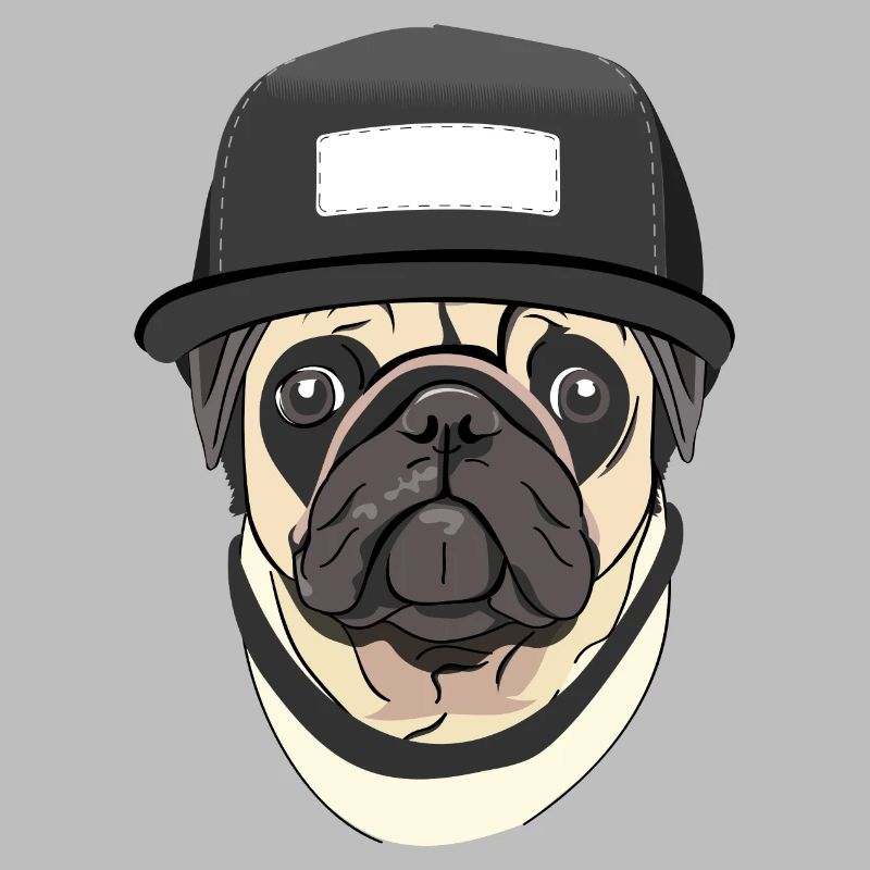 Mops mit Snap back cap