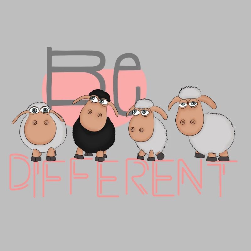 Be different: unique sheep really happy herd