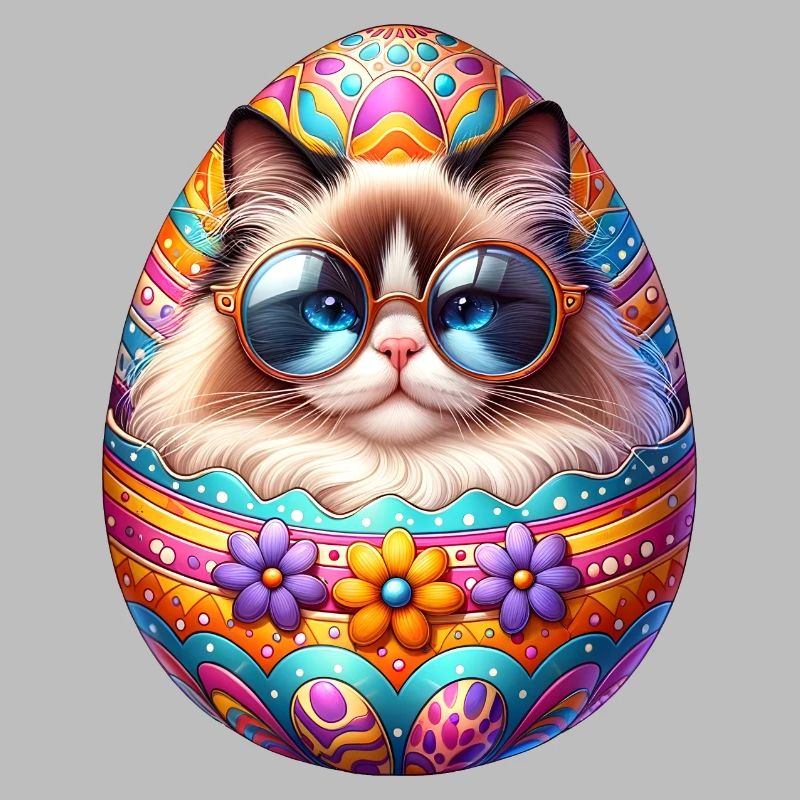 Chat Ragdoll dans la conception d’oeuf de Pâques