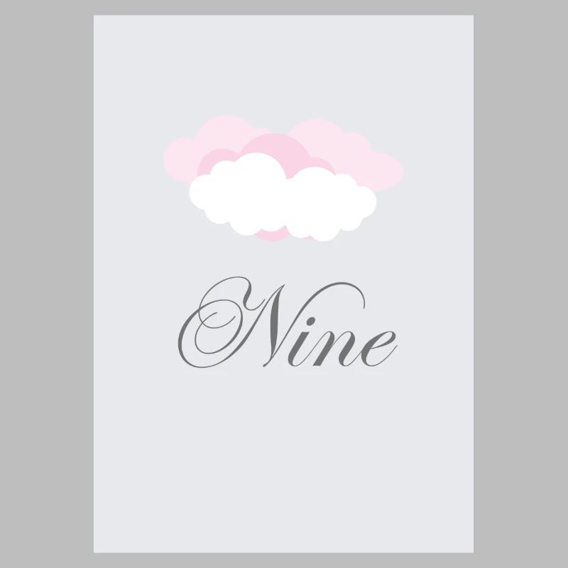 Cloud Nine Grey and Pink with Fluffy Clouds