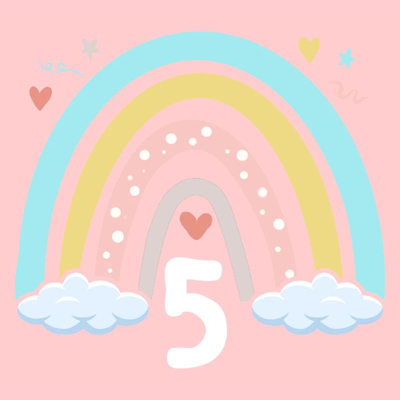 5. Geburtstag Mädchen Regenbogen Boho