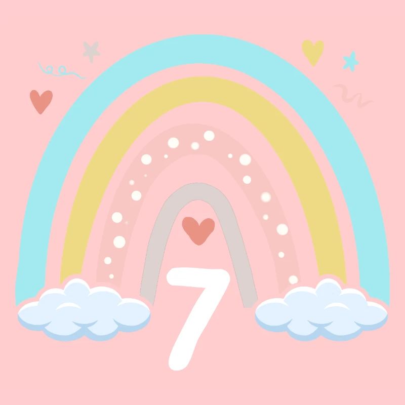 7. Geburtstag Mädchen Regenbogen Boho