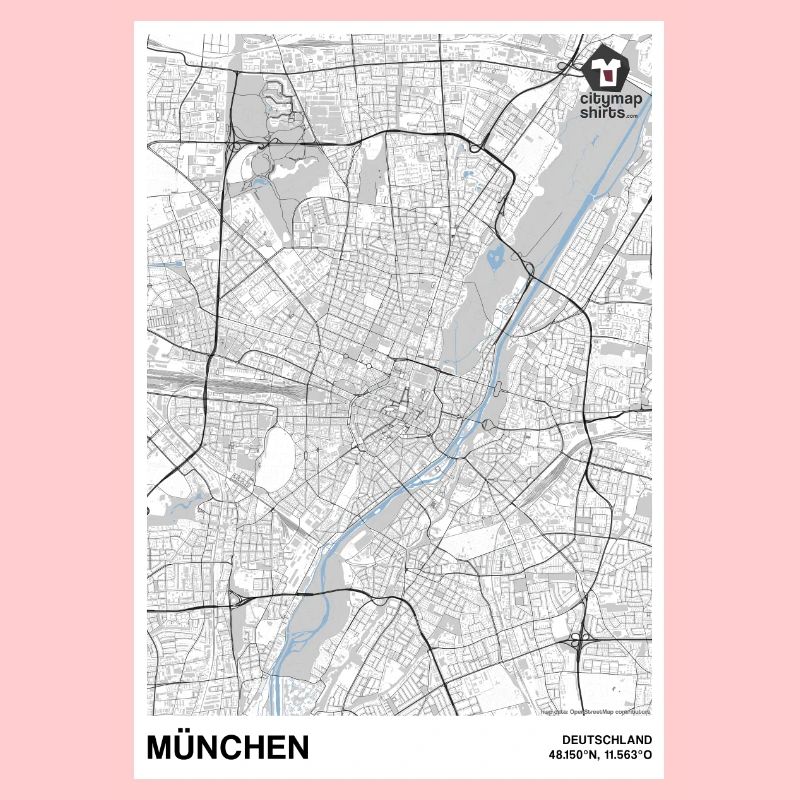 Munich Basic city map black and white