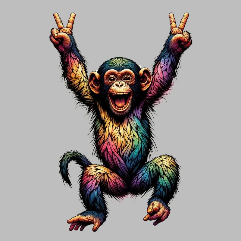 Rainbow Monkey Drapeau arc-en-ciel Rainbowcore
