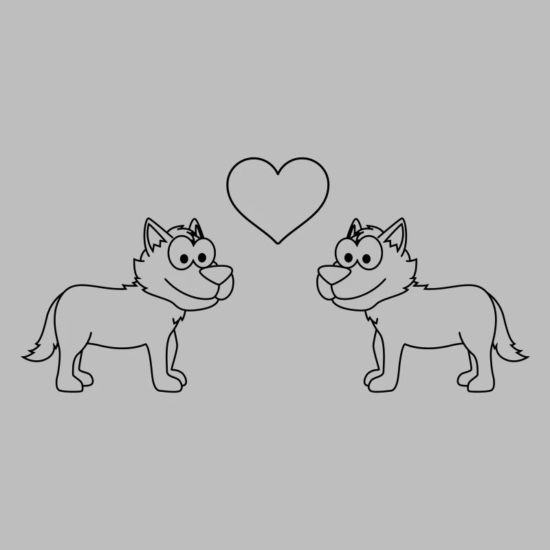 Wolf Comic Paar Liebe