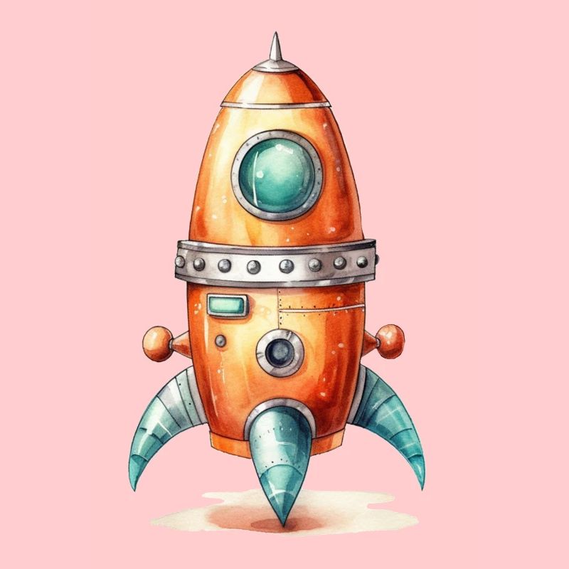 Rocket Watercolors Drawing