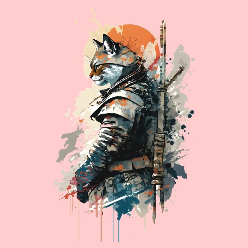 Samurai-Katze trägt eine Uniform