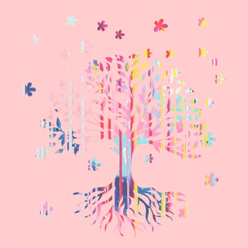 Arbre de Vie,Arbre de Vie,fleurs,coloré,graffiti