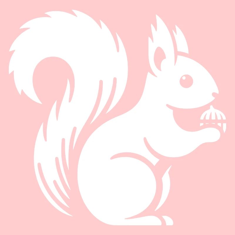 Minimalist Squirrel Silhouette with Nut