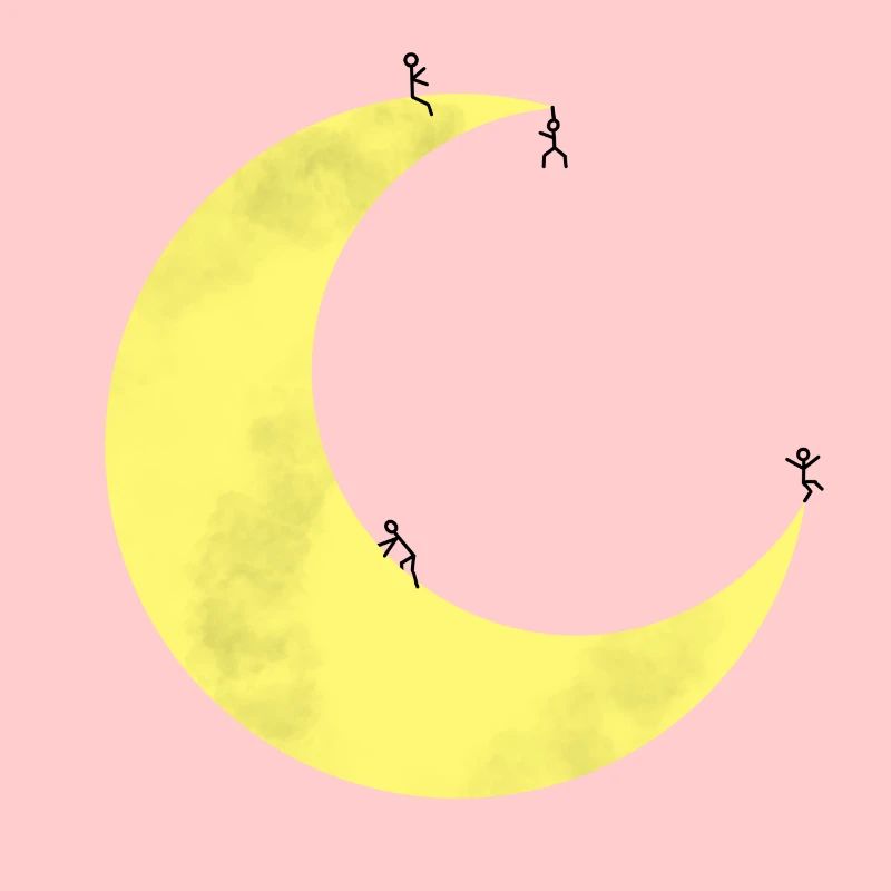 Mond mit Strichmännchen