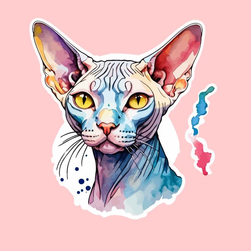 Sphynx Chat Aquarelles