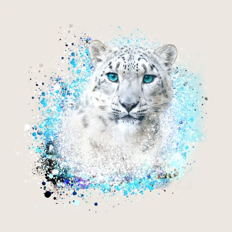 léopard des neiges, chat, léopard, graffiti, blanc, chat sauvage