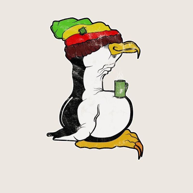 Tux Linux Penguin Coffee Break Computer Nerd Retro