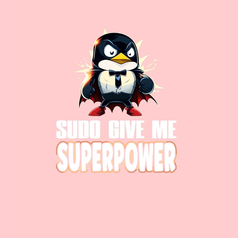 Linux Sudo Superpower Tux Superhero Penguin
