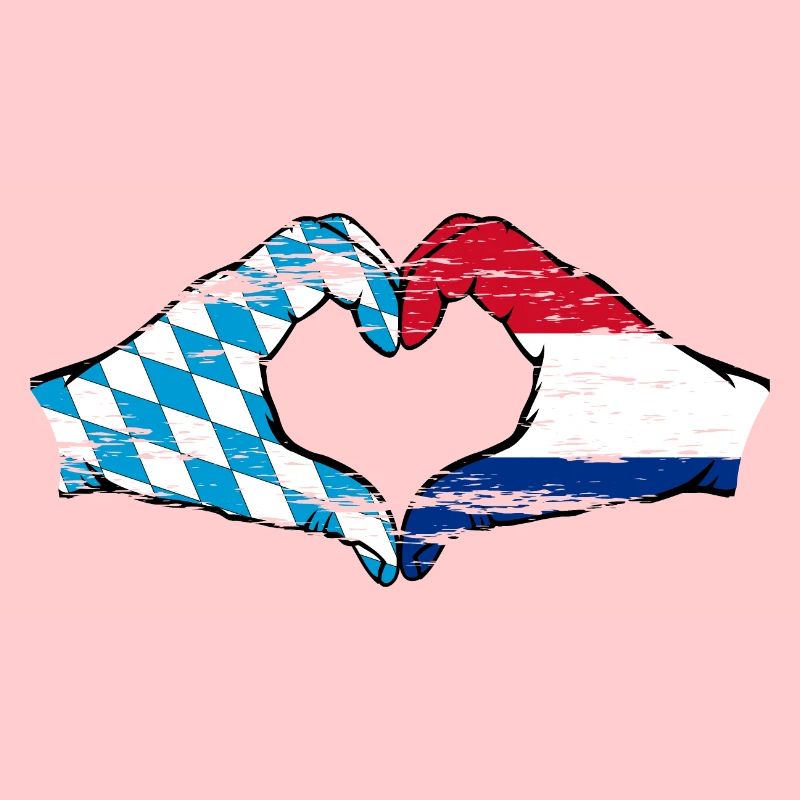 Bavière, Hollande, drapeau, mains, forme de coeur utilisé