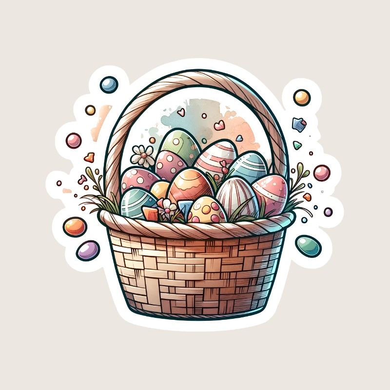 Cute Easter Egg Basket Soft Pastel Color