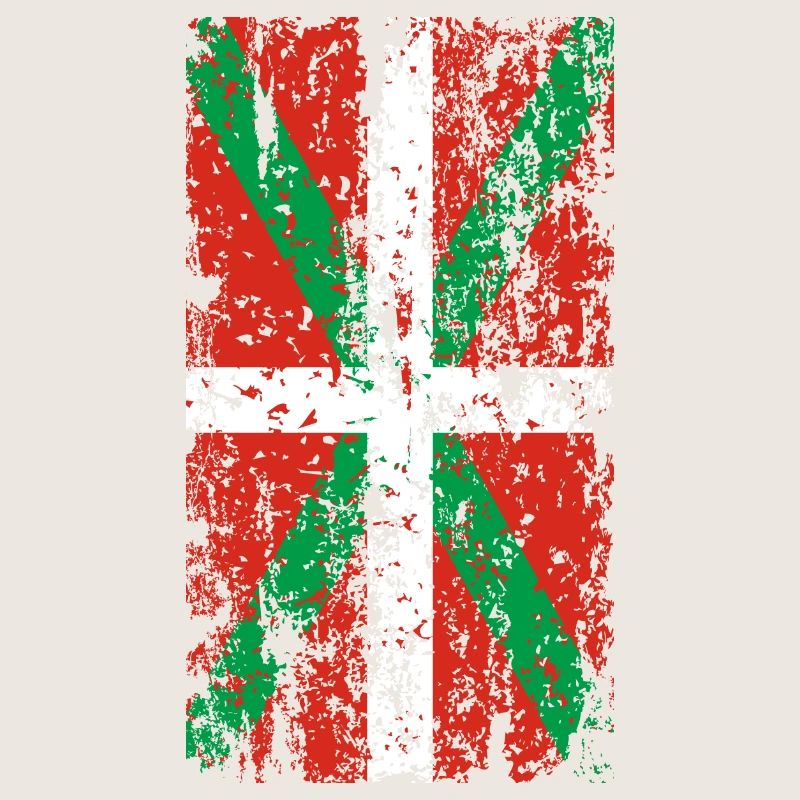 Drapeau Pays Basque usé. Ikurriña.