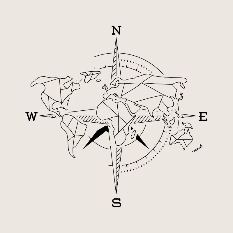 World map compass World map