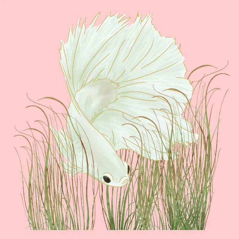 Betta Splendens Demi-Lune Blanche