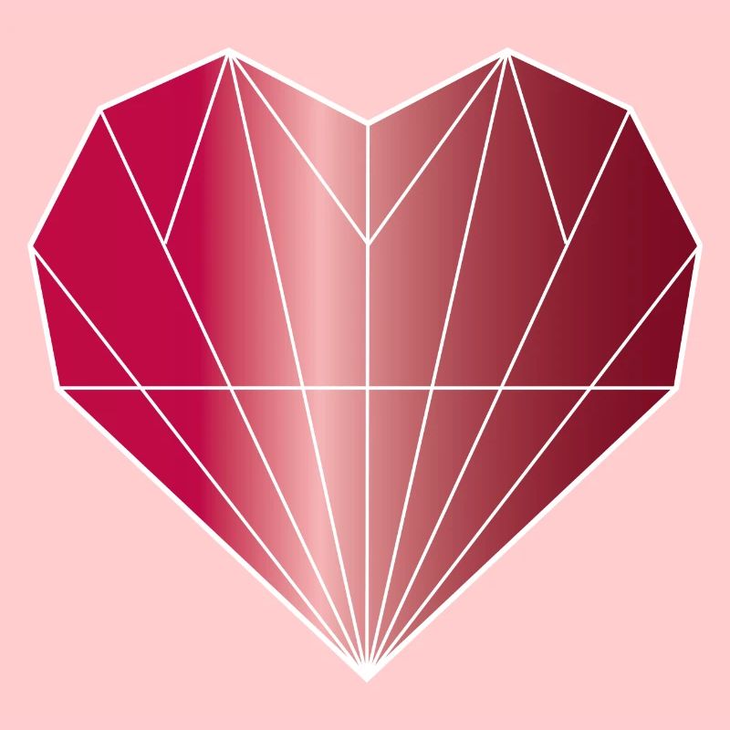 Heart Diamond Ruby Red