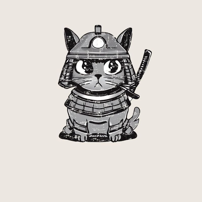 Cat Cat Samurai Japon Katana Épée