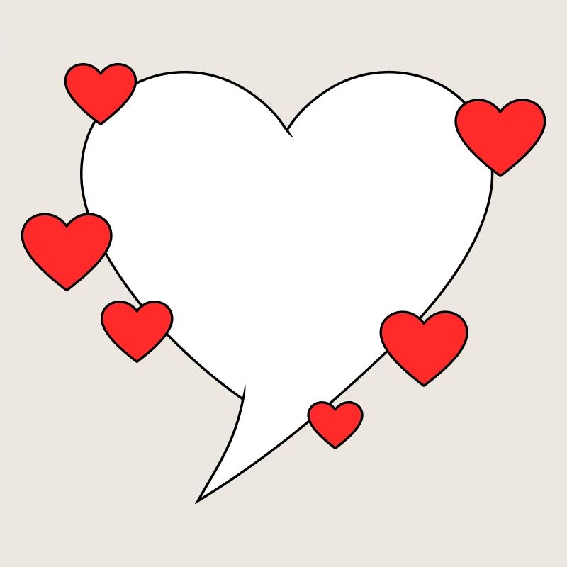 Bulle de dialogue avec des cœurs