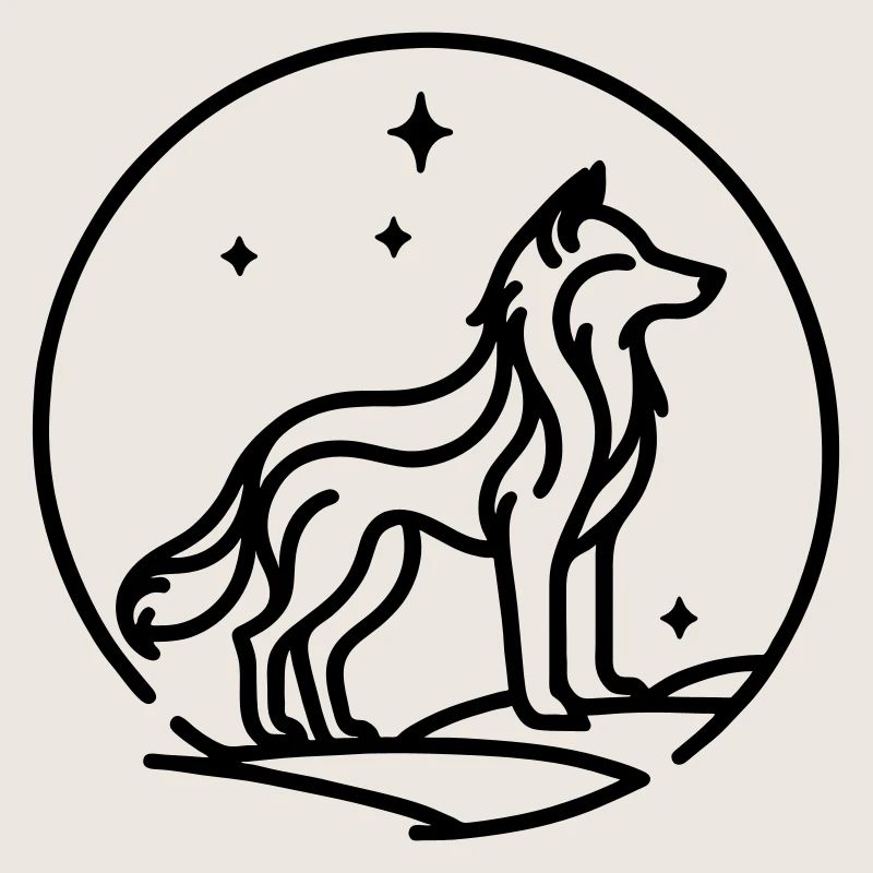 Schwarze heilige mächtige Wolf Silhouette