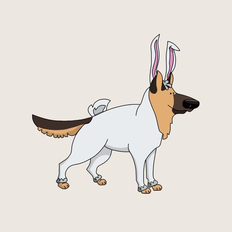 German shepherd in easter bunny costume Easter