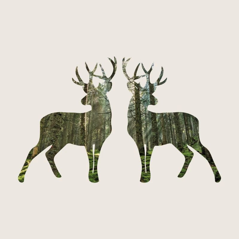 Cerf collage "Cerf dans le miroir"