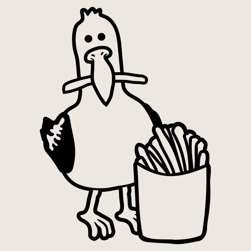 Frites volées mouette heureuse