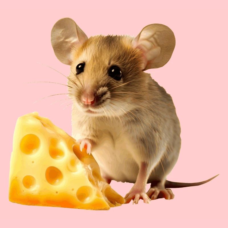 Maus mit einem Stückchen Käse
