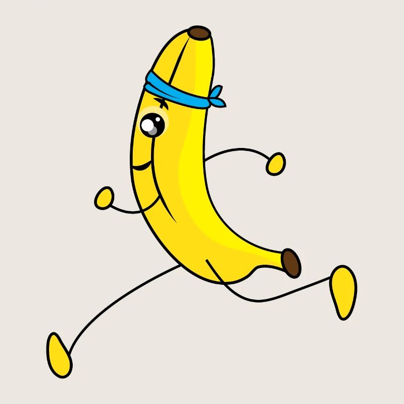 Dessin animé de banane en cours d'exécution