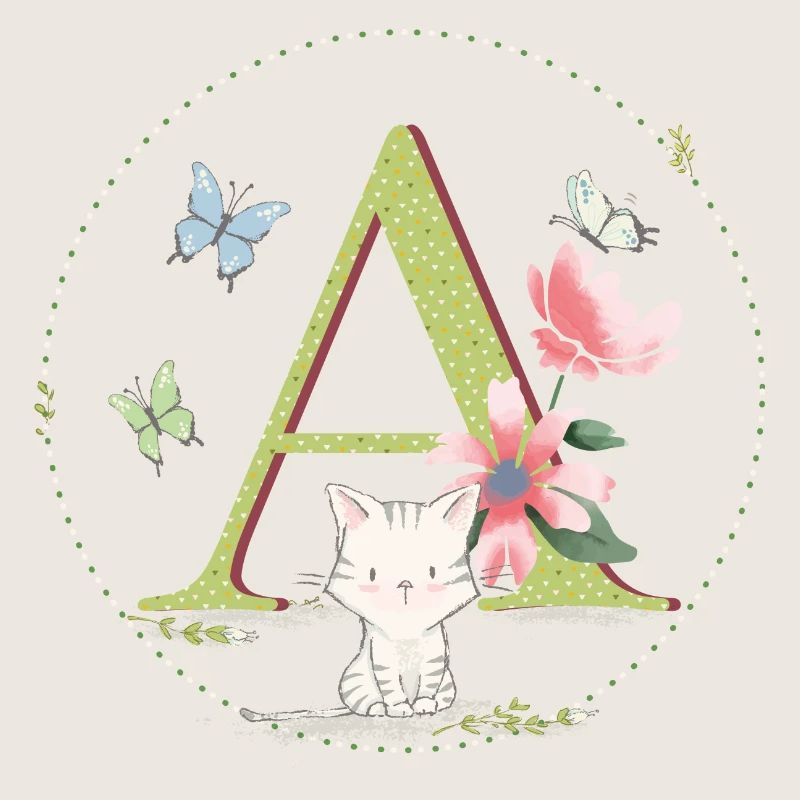Lettre initiale A avec chat