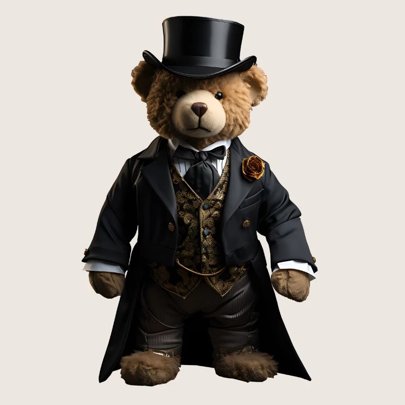 Ours en peluche en queue-de-pie noire