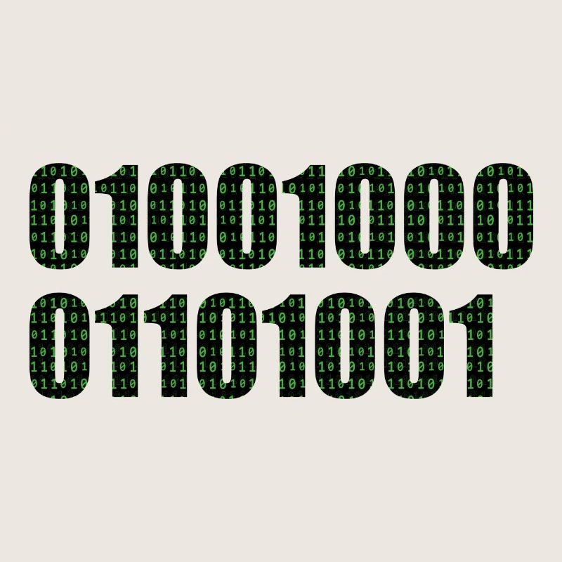 Binary code "Hi"