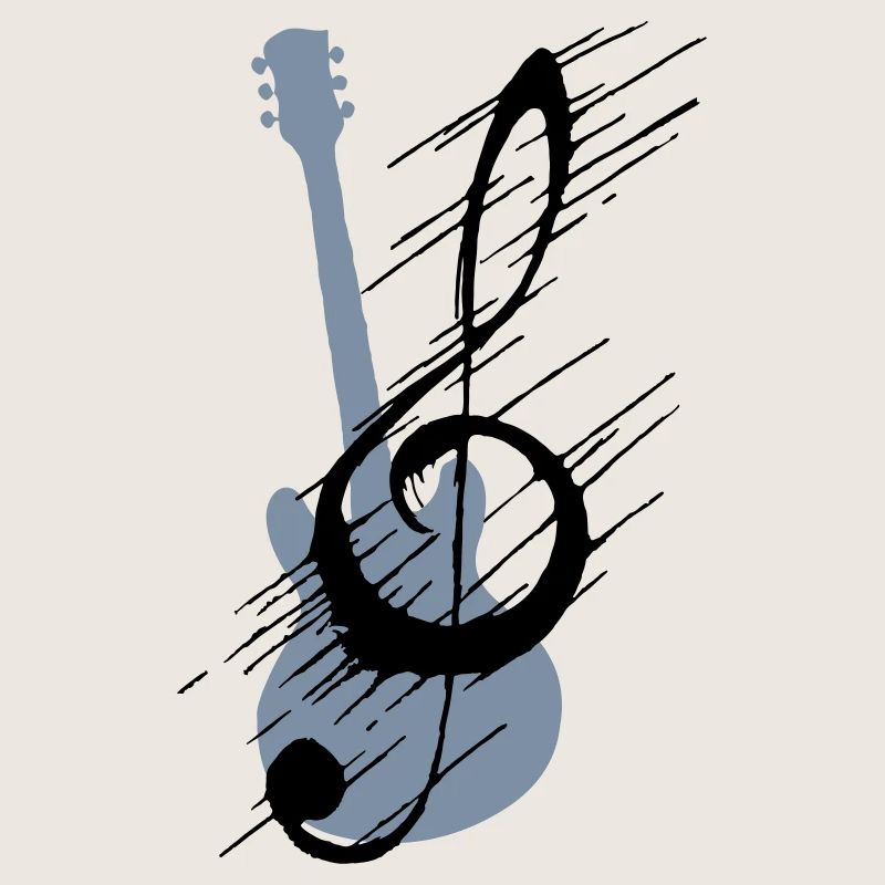 Distorted note key and guitar