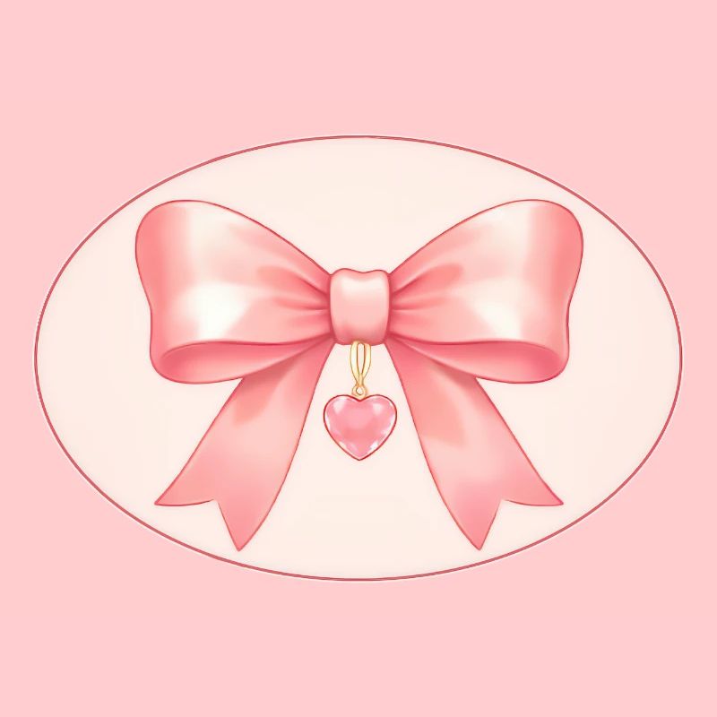 Pink bow with heart pendant Bichon&Bear Studio