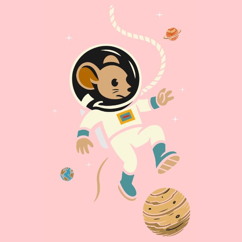 Souris astronaute dans l’espace – Motif mignon de l’espace