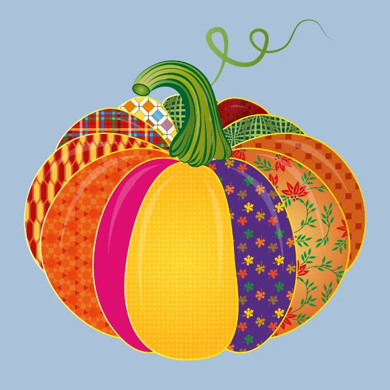 Patchwork Kürbis – Bunt gemusterte Herbstdeko
