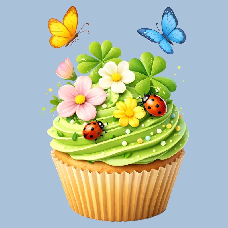 Cupcake de printemps avec des fleurs