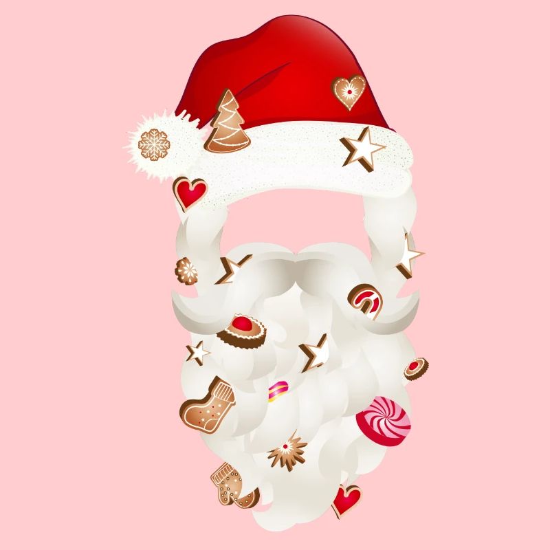 Barbe du Père Noël parsemée de biscuits de Noël