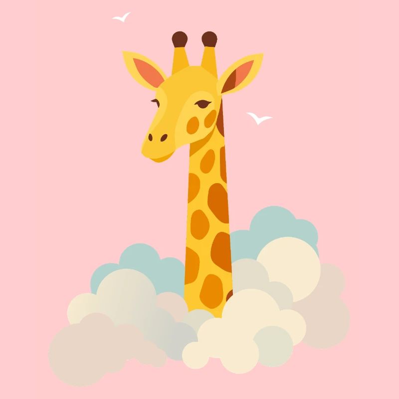 Douce girafe au-dessus des nuages – Motif onirique